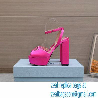 Prada Heel 13cm platform 4cm High-heeled satin sandals Fuchsia 2022