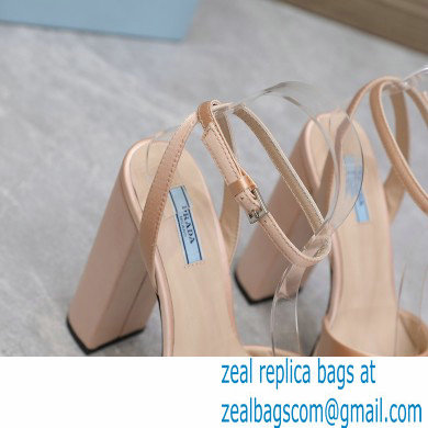 Prada Heel 13cm platform 4cm High-heeled satin sandals Nude 2022