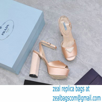 Prada Heel 13cm platform 4cm High-heeled satin sandals Nude 2022