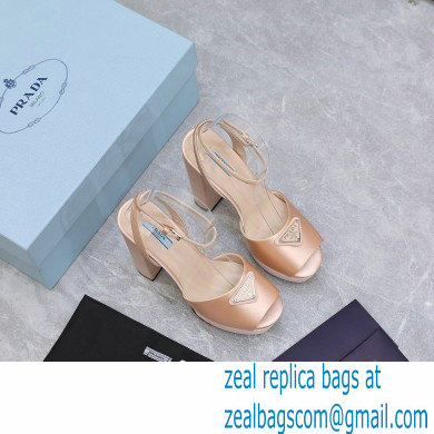 Prada Heel 13cm platform 4cm High-heeled satin sandals Nude 2022