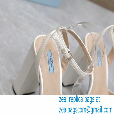 Prada Heel 13cm platform 4cm High-heeled satin sandals White 2022