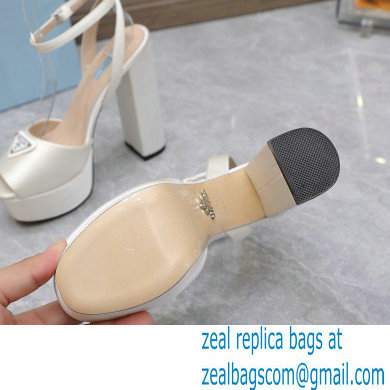 Prada Heel 13cm platform 4cm High-heeled satin sandals White 2022