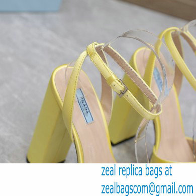 Prada Heel 13cm platform 4cm High-heeled satin sandals Yellow 2022