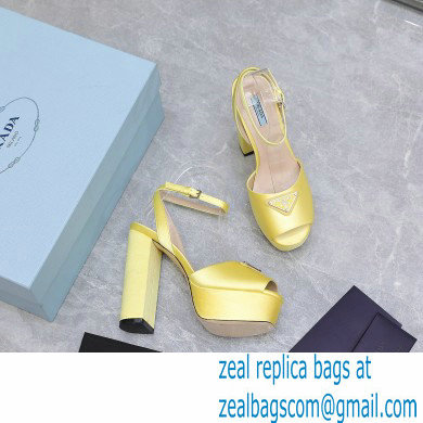 Prada Heel 13cm platform 4cm High-heeled satin sandals Yellow 2022