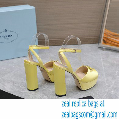 Prada Heel 13cm platform 4cm High-heeled satin sandals Yellow 2022