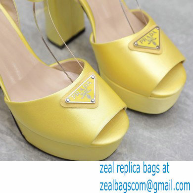 Prada Heel 13cm platform 4cm High-heeled satin sandals Yellow 2022