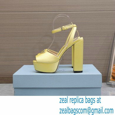 Prada Heel 13cm platform 4cm High-heeled satin sandals Yellow 2022