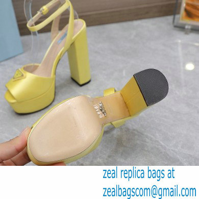 Prada Heel 13cm platform 4cm High-heeled satin sandals Yellow 2022