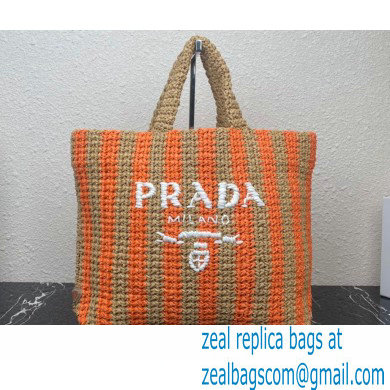 Prada Large raffia tote bag 1BG392 Orange/Beige 2022