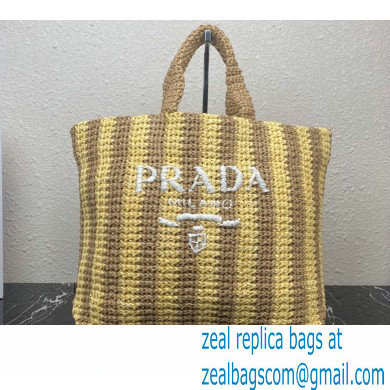 Prada Large raffia tote bag 1BG392 Yellow/Beige 2022