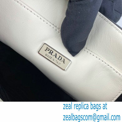 Prada Mini brushed-leather bucket bag 1BE059 White 2022