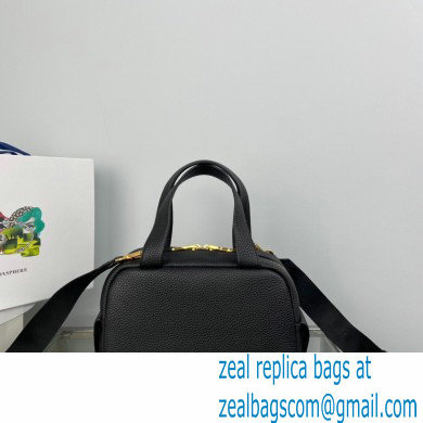Prada Perforated logo Leather Handbag 1BH078 Black 2022 - Click Image to Close