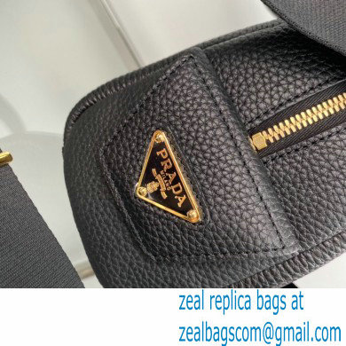 Prada Perforated logo Leather Handbag 1BH078 Black 2022 - Click Image to Close