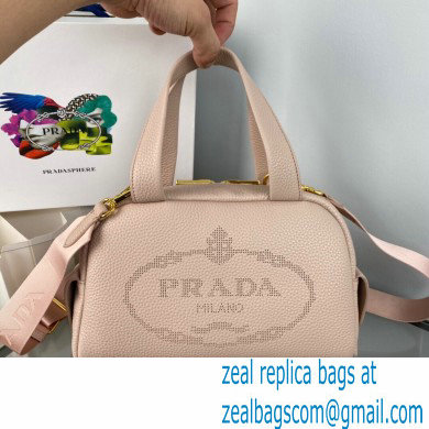 Prada Perforated logo Leather Handbag 1BH078 Nude Pink 2022 - Click Image to Close