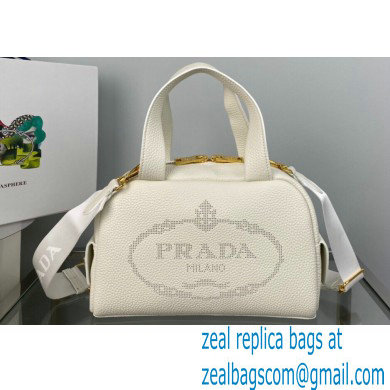 Prada Perforated logo Leather Handbag 1BH078 White 2022