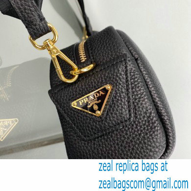 Prada Perforated logo Leather shoulder bag 1BH187 Black 2022
