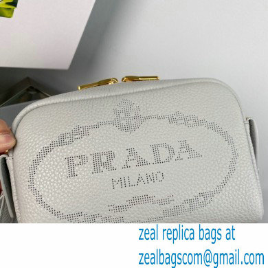 Prada Perforated logo Leather shoulder bag 1BH187 Gray 2022