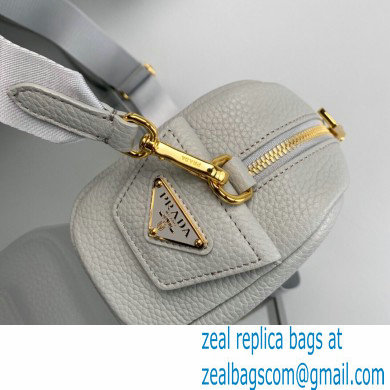 Prada Perforated logo Leather shoulder bag 1BH187 Gray 2022