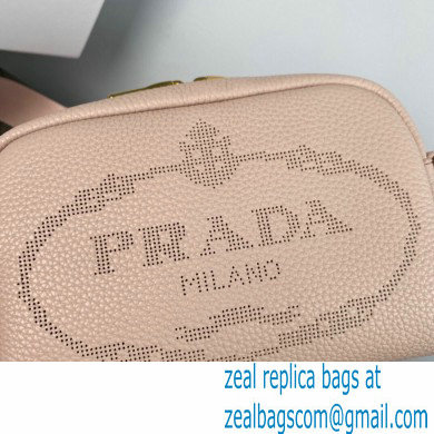 Prada Perforated logo Leather shoulder bag 1BH187 Nude Pink 2022
