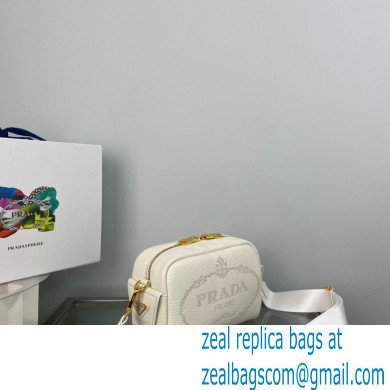 Prada Perforated logo Leather shoulder bag 1BH187 White 2022