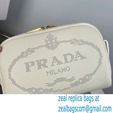 Prada Perforated logo Leather shoulder bag 1BH187 White 2022