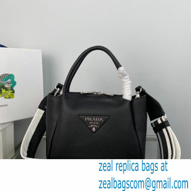 Prada Small Leather HandBag with shoulder strap 1BC145 Black 2022