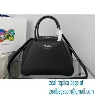 Prada Small brushed leather handbag 1BA366 Black 2022