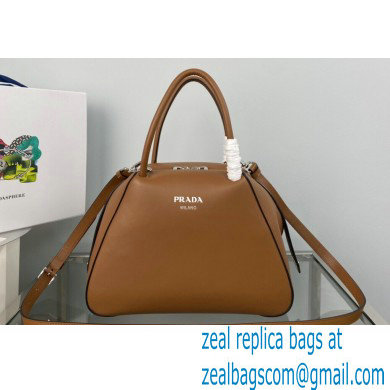 Prada Small brushed leather handbag 1BA366 Brown 2022