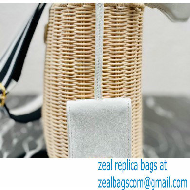 Prada Wicker and canvas bucket bag 1BE062 White 2022