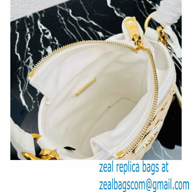 Prada Wicker and canvas bucket bag 1BE062 White 2022 - Click Image to Close