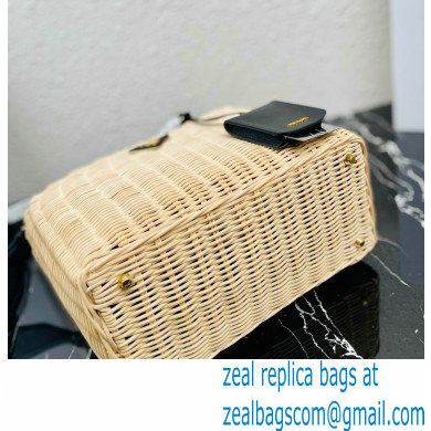 Prada Wicker and canvas tote bag 1BG835 Black 2022