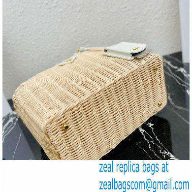 Prada Wicker and canvas tote bag 1BG835 White 2022