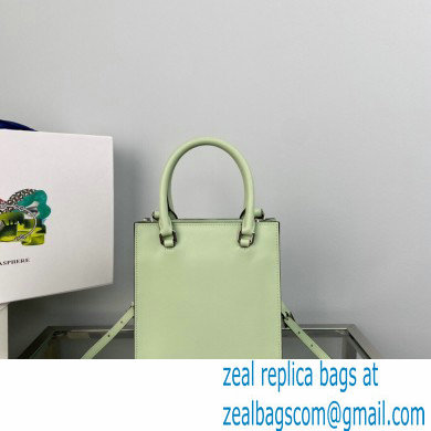 Prada embossed triangle logo Leather handbag 1BA333 Light Green 2022 - Click Image to Close