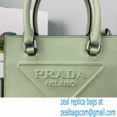 Prada embossed triangle logo Leather handbag 1BA333 Light Green 2022