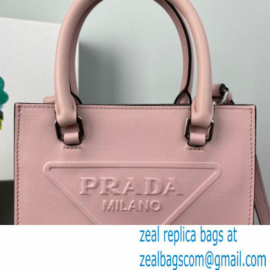 Prada embossed triangle logo Leather handbag 1BA333 Pink 2022