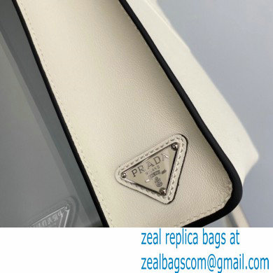 Prada embossed triangle logo Leather handbag 1BA333 White 2022 - Click Image to Close