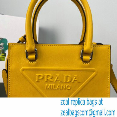 Prada embossed triangle logo Leather handbag 1BA333 Yellow 2022