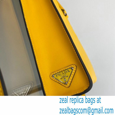 Prada embossed triangle logo Leather handbag 1BA333 Yellow 2022