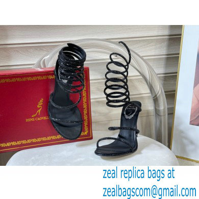 Rene Caovilla SUPERCLEO stiletto heel 9.5cm Jewel Sandals Black 2022 - Click Image to Close