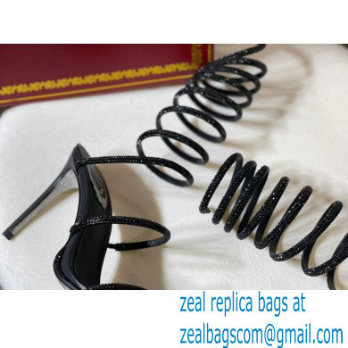 Rene Caovilla SUPERCLEO stiletto heel 9.5cm Jewel Sandals Black 2022 - Click Image to Close