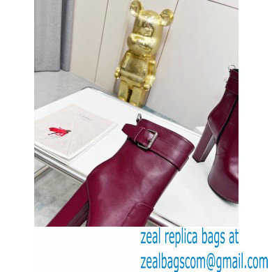 Saint Laurent Heel 14.5cm Platform 4.5cm Cherry Buckle Booties Smooth Leather Burgundy 2022