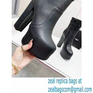Saint Laurent Heel 14.5cm Platform 4.5cm Mina Buckle Booties Smooth Leather Black 2022
