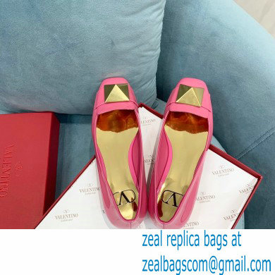 VALENTINO GARAVANI ONE STUD PATENT LEATHER BALLET FLATS 20MM PINK