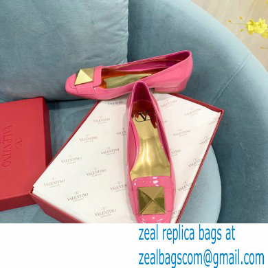 VALENTINO GARAVANI ONE STUD PATENT LEATHER BALLET FLATS 20MM PINK