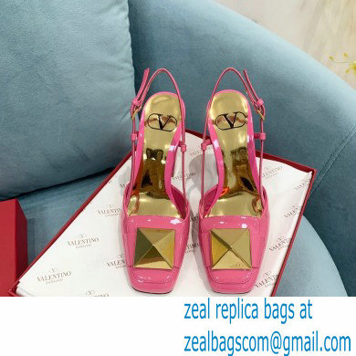 VALENTINO GARAVANI ONE STUD PATENT LEATHER SLINGBACK PUMP 100MM pink