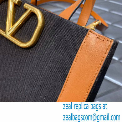 VALENTINO GARAVANI Vlogo Signature Small Canvas Tote Bag brown/navy blue 2022