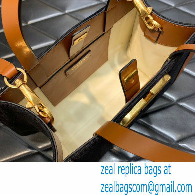 VALENTINO GARAVANI Vlogo Signature Small Canvas Tote Bag brown/navy blue 2022 - Click Image to Close