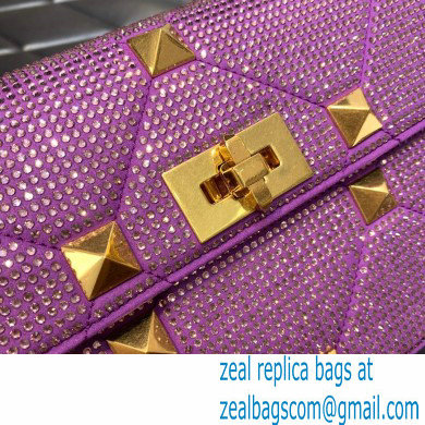 VALENTINO MEDIUM ROMAN STUD THE SHOULDER BAG WITH CHAIN AND SPARKLING EMBROIDERY PURPLE 2022