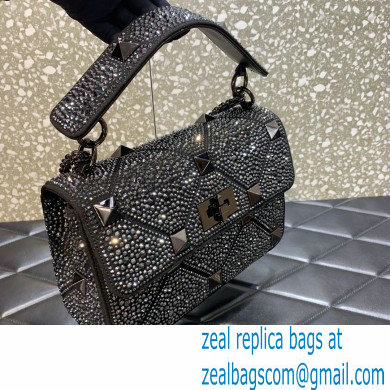 VALENTINO MEDIUM ROMAN STUD THE SHOULDER BAG WITH CHAIN AND SPARKLING EMBROIDERY black 2022