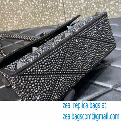 VALENTINO MEDIUM ROMAN STUD THE SHOULDER BAG WITH CHAIN AND SPARKLING EMBROIDERY black 2022